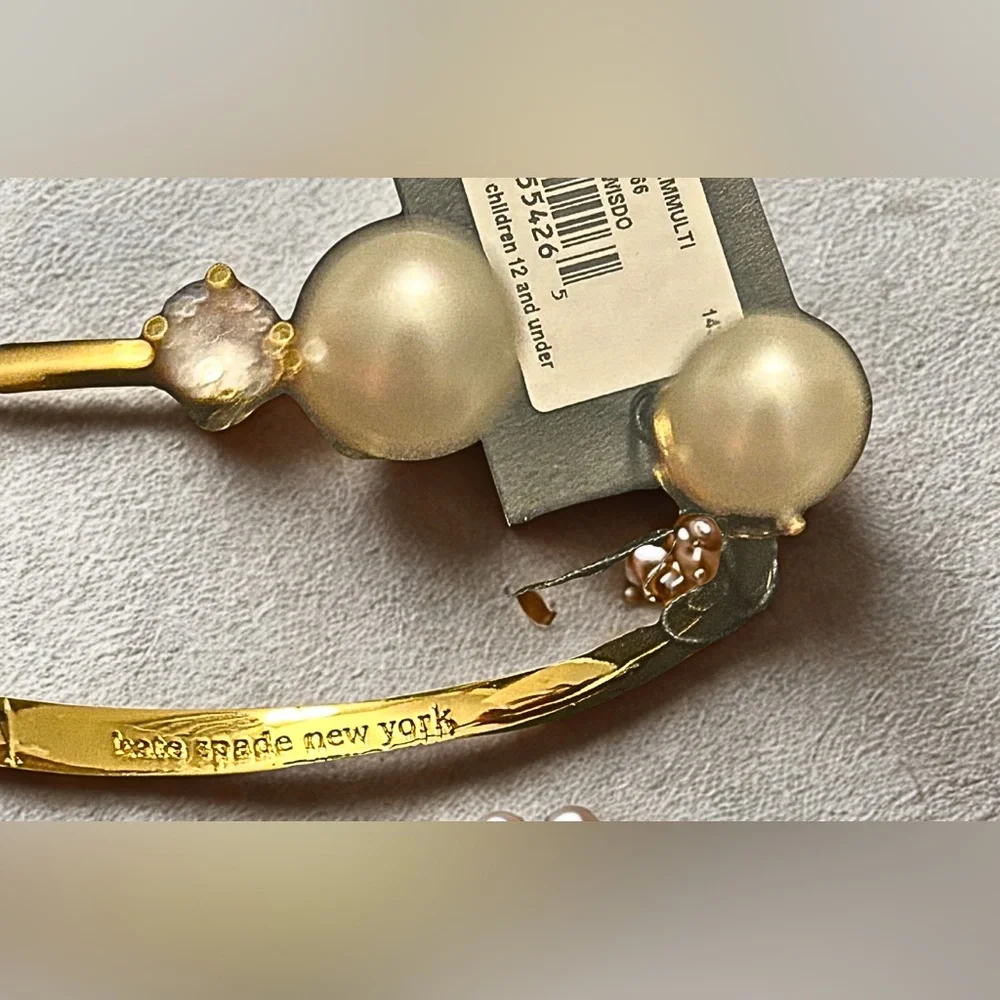 Kate Spade New York Pearl Cuff Bracelet, Gold Tone, Designer Jewelry, NWT, Gift - Picture 2 of 4